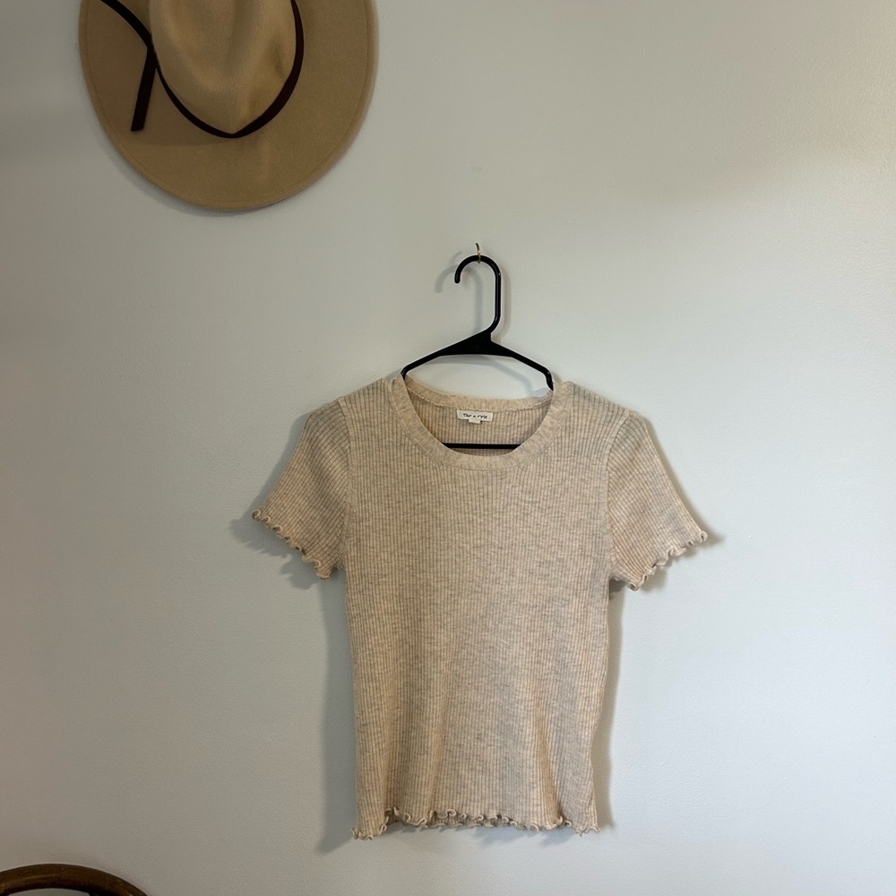 Women's Cream Ribbed Top